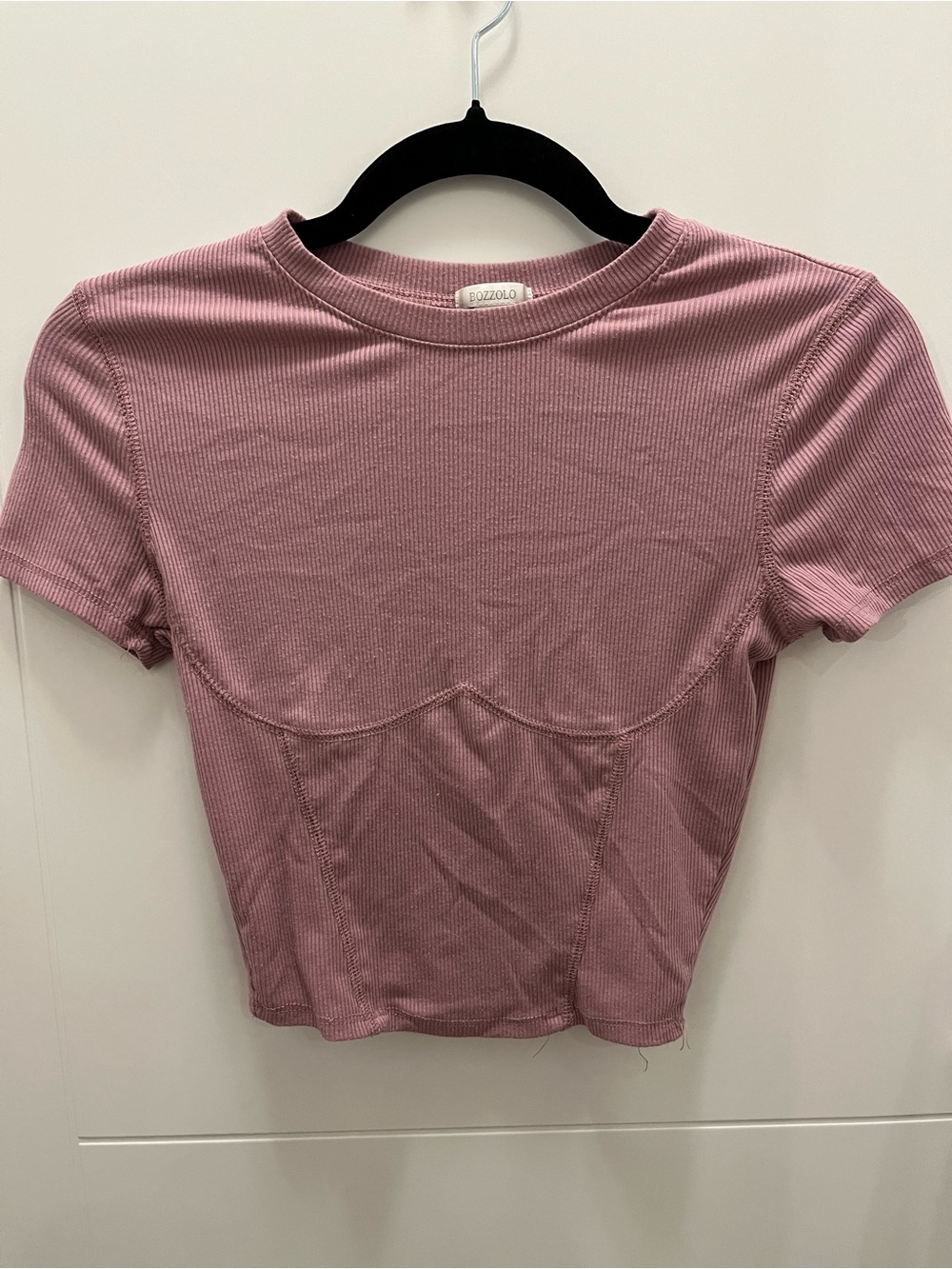 Bozzolo Ribbed Crop Top in Mauve Pink Small